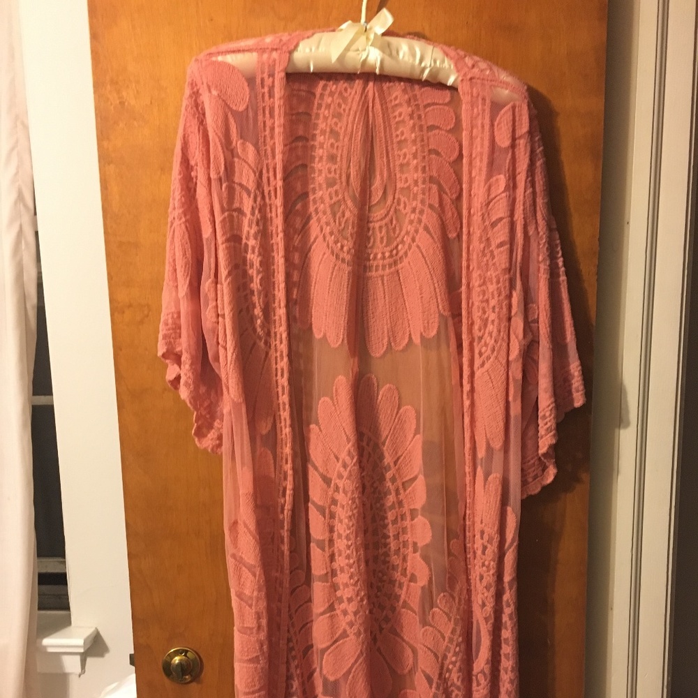 Sheer, Coral, Kimono